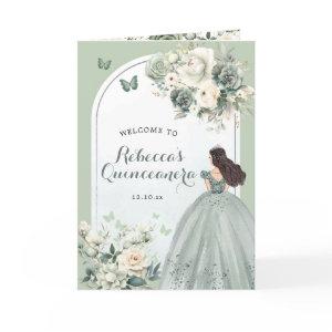 Sage Green Princess Quinceañera Program Template