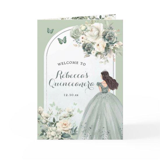 Sage Green Princess Quinceañera Program Template