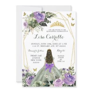 Sage Green Purple Lilac Bow Princess Quinceañera
