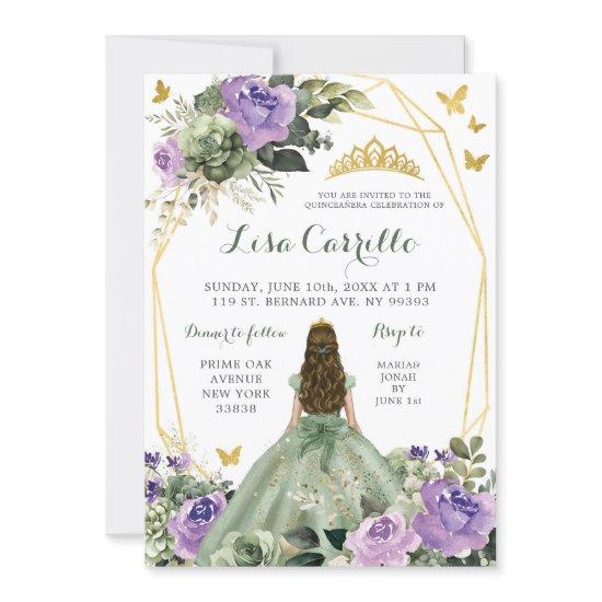 Sage Green Purple Lilac Princess Quinceañera