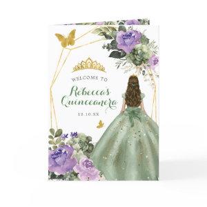 Sage Green Purple Quinceañera Program Template