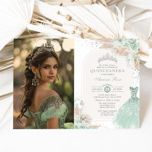 Sage Green Silver Quinceañera Boho Princess Photo