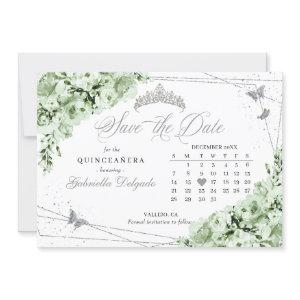 Sage Green & Silver Quinceañera Save The Date