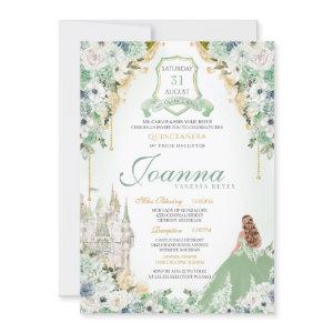 Sage Mint Green & Gold Royal Princess Quinceanera