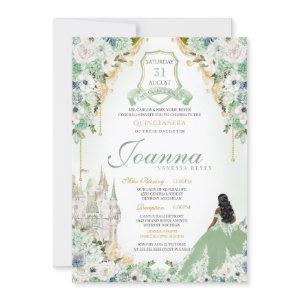 Sage Mint Green & Gold Royal Princess Quinceanera