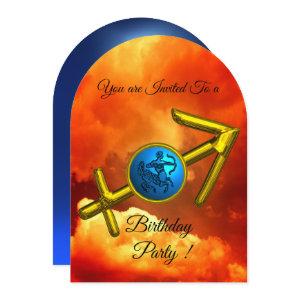 SAGITTARIUS Zodiac Birthday Gold Blue,Fire Clouds