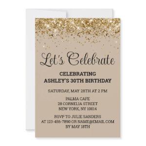 Sand Gold Glitter 30th Birthday Let's Celebrate