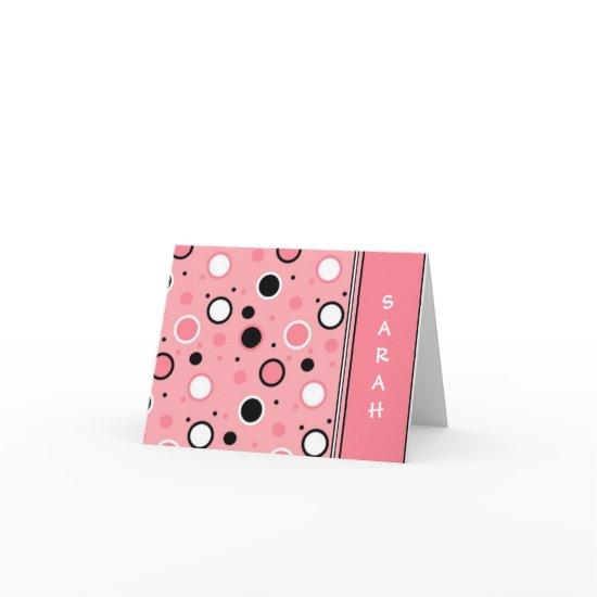 Sassy Pink Polka Dot Personalized Notecards