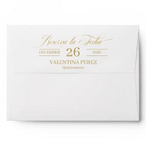 Save the Date Spanish Quinceanera with Gold Envelope
