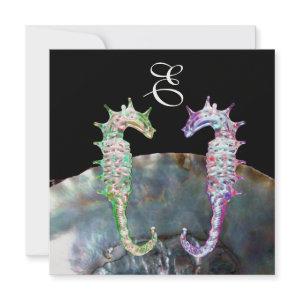 SEAHORSES BEACH WEDDING MONOGRAM, pink white black