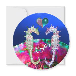 SEAHORSES IN LOVE BEACH WEDDING MONOGRAM