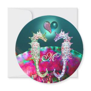 SEAHORSES IN LOVE BEACH WEDDING MONOGRAM