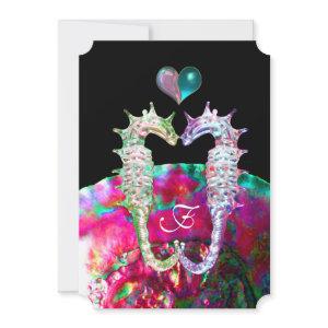 SEAHORSES IN LOVE DAMASK  BEACH WEDDING MONOGRAM