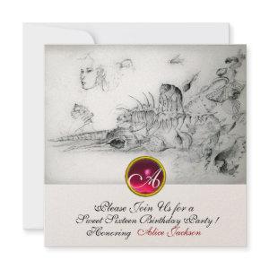 SEASHELLS SWEET 16 PARTY,Ruby Monogram Champagne