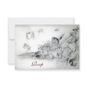 SEASHELLS SWEET 16 PARTY,Ruby Monogram Rsvp