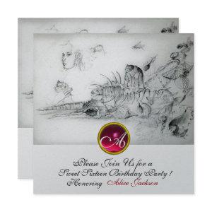 SEASHELLS SWEET SIXTEEN PARTY,Ruby Monogram Silver