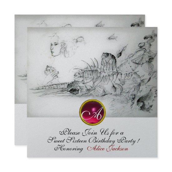 SEASHELLS SWEET SIXTEEN PARTY,Ruby Monogram Silver
