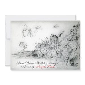SEASHELLS SWEET SIXTEEN PARTY,Ruby Monogram White