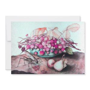 SEASON'S FRUITS / STRAWBERRIES,PEARS Fuchsia pink Announcement
