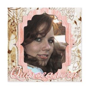 Shabby Chic Quinceanera Vintage Photo Card Announc