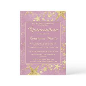 Shiny Gold on Pink Quinceanera