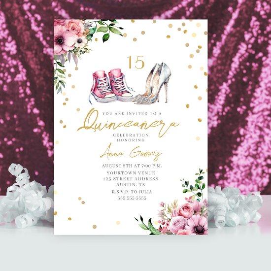 Shoes Quinceañera Pink Sneakers Heels 15 Floral