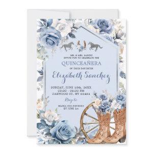 Silver and Dusty Blue Western Charra Quinceañera