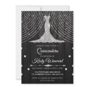 Silver Black Diamond Dress Quinceanera