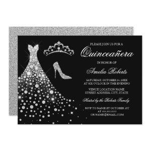 Silver Black Diamond Dress Tiara Quinceanera