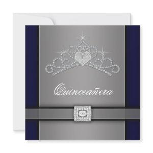 Silver Black Diamond Heart Tiara Quinceanera