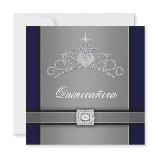 Silver Black Diamond Heart Tiara Quinceanera