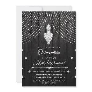 Silver Black Diamond Perfume Bottle Quinceanera