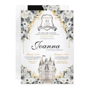 Silver Black Gold Floral Royal Princess Birthday