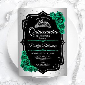 Silver Black Green Quinceanera