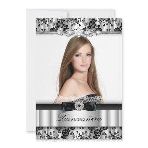 Silver & Black Lace Photo Quinceanera