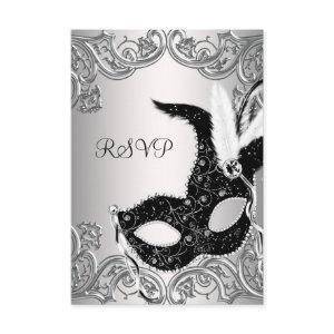 Silver Black Mask Masquerade Party RSVP