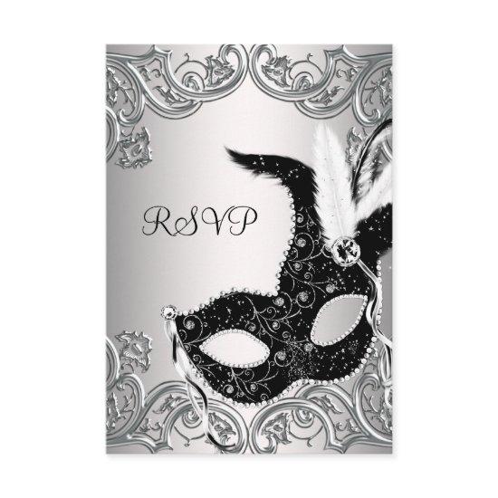 Silver Black Mask Masquerade Party RSVP