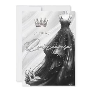 Silver Black Sparkle Dress Quinceañera