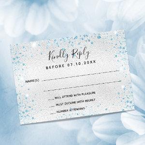 Silver blue birthday party RSVP