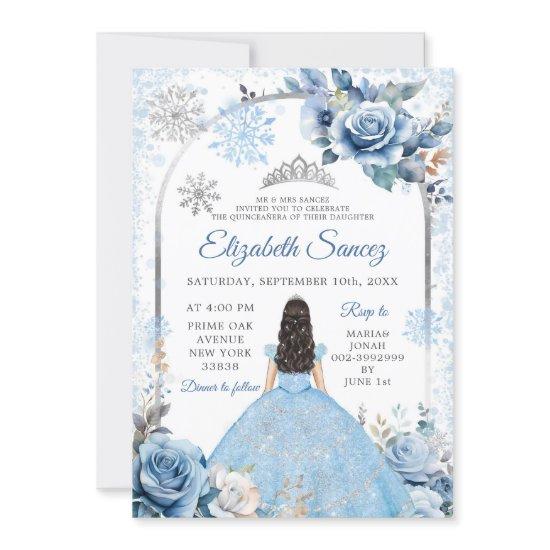 Silver Blue Magical Winter Snowflake Quinceañera