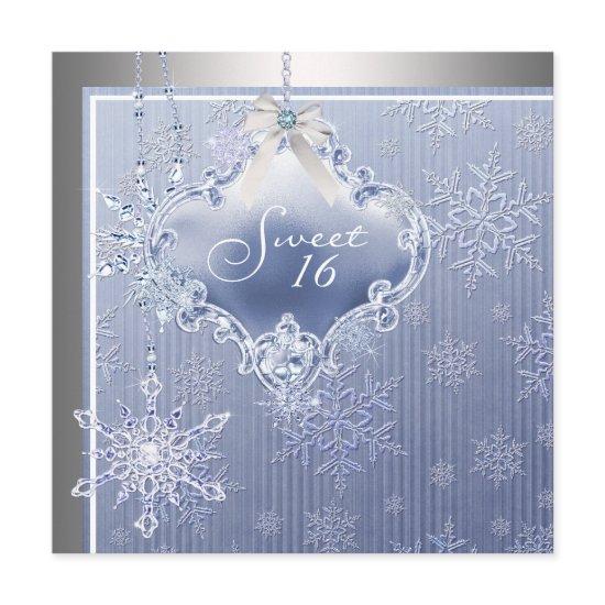 Silver Blue Snowflake Sweet Sixteen Birthday