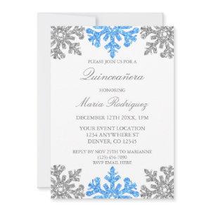 Silver Blue Snowflake Winter Quinceanera