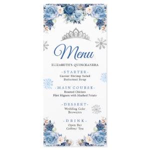 Silver Blue Winter Magical Snowflake Mis Quince Menu