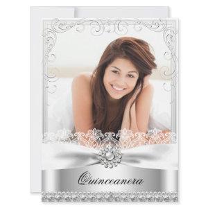 Silver Bow & Lace Quinceanera Birthday