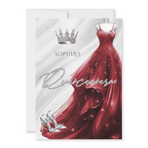 Silver Burgundy Red Sparkle Dress Quinceañera