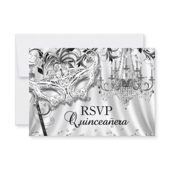 Silver Chandelier Masquerade Quinceanera RSVP