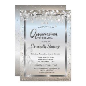 Silver Confetti Dots Balloons Frame Quinceañera