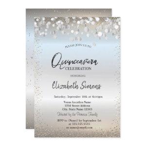 Silver Confetti Dots Princess Silver Quinceañera