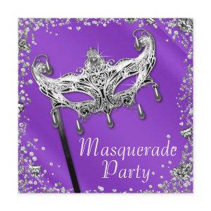 Silver Confetti Lavender Purple Masquerade Party