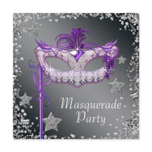 Silver Confetti Purple Masquerade Party